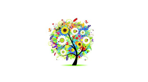 trees, flowers, colorful Wallpaper 1080x2160 Resolution