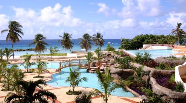 tropical, resort, palm trees Wallpaper 1280x720 Resolution
