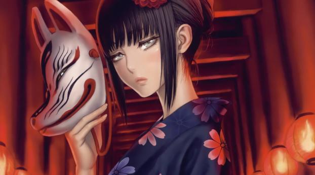 tsukasa jun, girl, kimono Wallpaper 1080x2280 Resolution