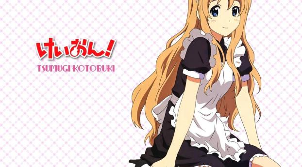 tsumugi kotobuki maid outfit, girl, blonde Wallpaper 640x960 Resolution