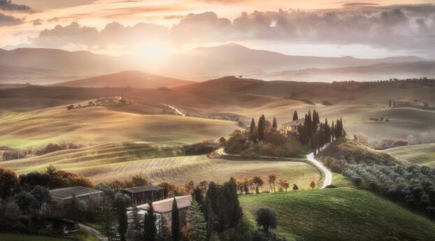 Tuscany 4k Italy Sunrise Wallpaper 1920x1082 Resolution