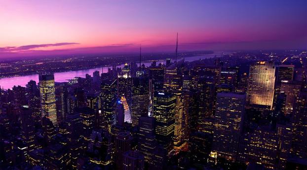 Twilight in New York City Wallpaper 1080x2244 Resolution