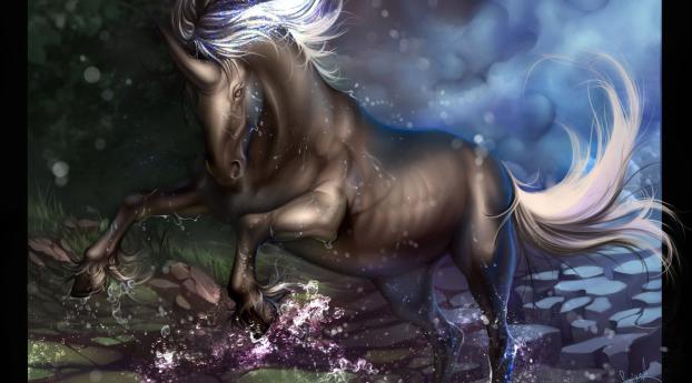 unicorn, hoofs, water Wallpaper 320x480 Resolution