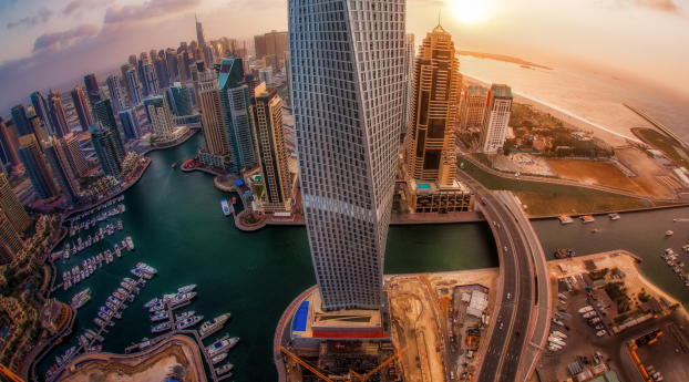 united arab emirates, skyscrapers, top view Wallpaper 320x568 Resolution