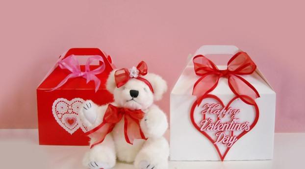 valentines day, bear, sitting Wallpaper