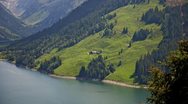 valley, mountain, lake Wallpaper