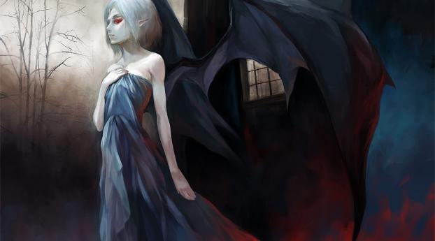 vampire, wings, girl Wallpaper 2048x1152 Resolution