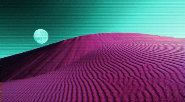 Vaporwave Desert HD Glitch Art Wallpaper