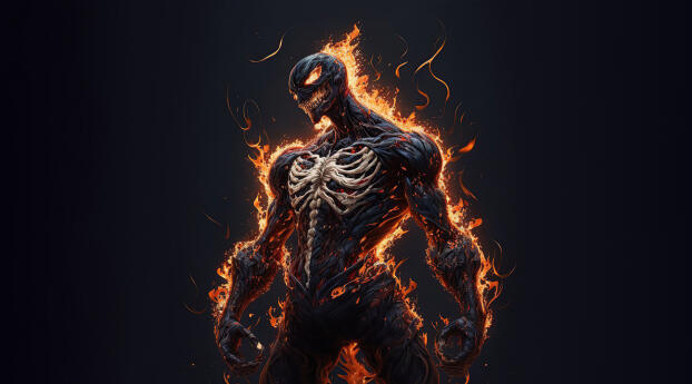 Venom HD Fire Art Wallpaper 1500x768 Resolution