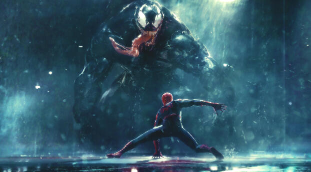 Venom x Spiderman Digital Art 2022 Wallpaper