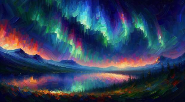 Vibrant Aurora Northern Lights Wallpaper 1080x2244 Resolution