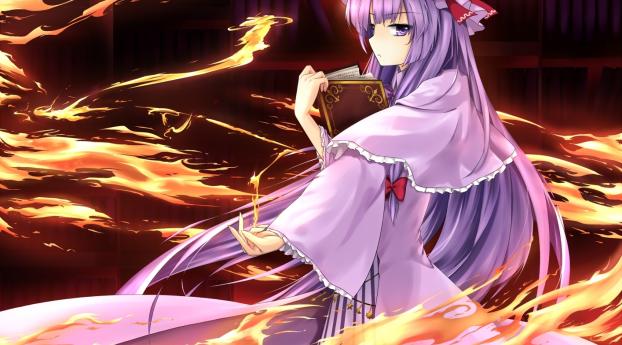 view full size patchouli knowledge, girl, books Wallpaper 240x320 Resolution