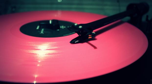 vinyl, record, pink Wallpaper 3840x1200 Resolution