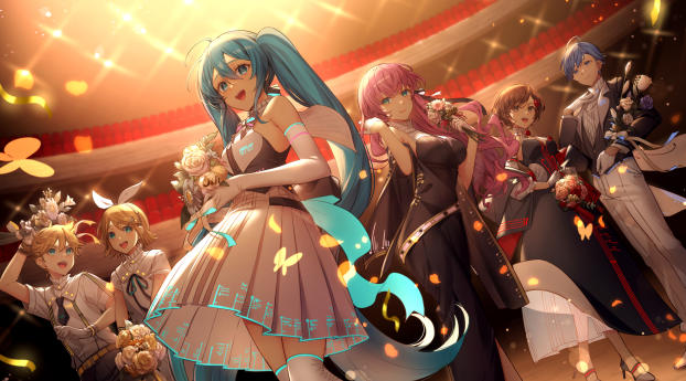 Vocaloid Girl Group Wallpaper 1080x2160 Resolution
