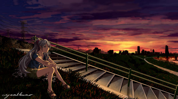 vocaloid, hatsune miku, sunset Wallpaper 320x480 Resolution