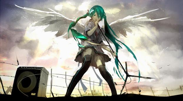 vocaloid, hatsune miku, wings Wallpaper