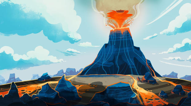 Volcano Art Wallpaper 1440x2880 Resolution