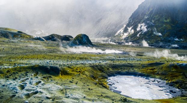 volcano, geyser, mountains Wallpaper 1680x1050 Resolution