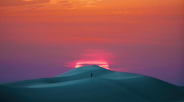 Walk Until Dawn HD Desert Sunset Wallpaper 1024x1024 Resolution