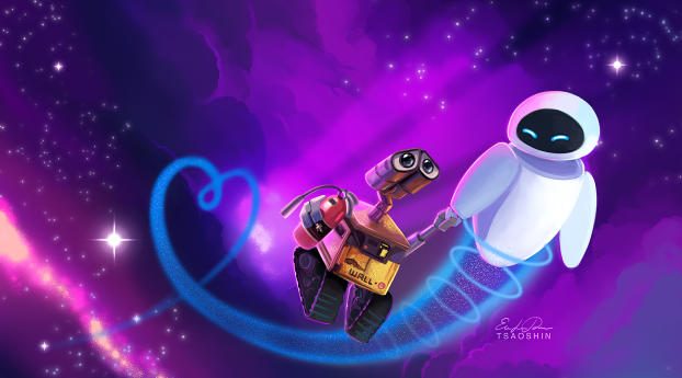 Wall E and Eve Wallpaper 2048x2732 Resolution