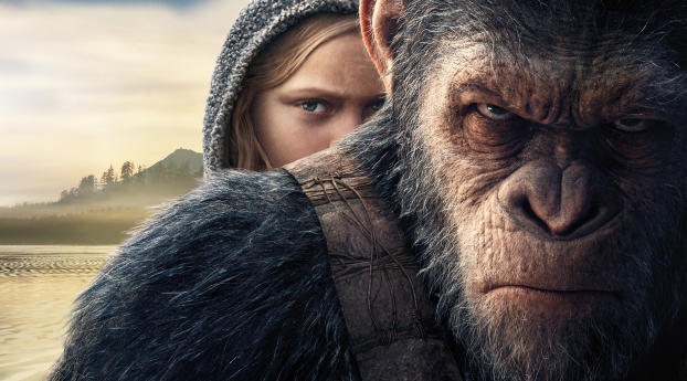 War For The Planet Of The Apes Final Poster Wallpaper 1350x689 Resolution