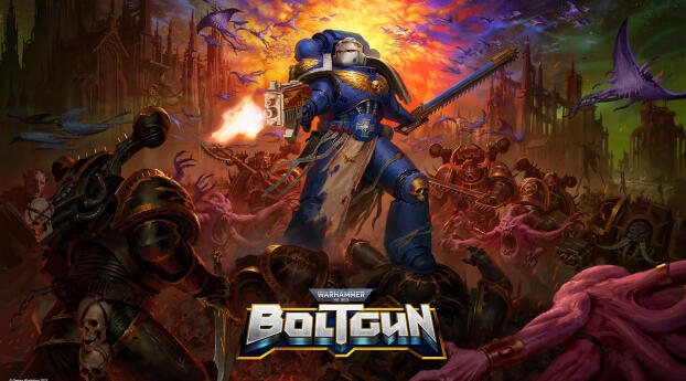 Warhammer 40,000 Boltgun Gaming Poster Wallpaper 1080x2220 Resolution