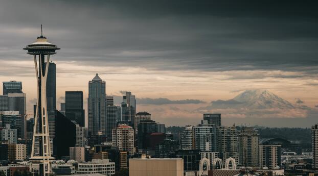 Washington State HD Seattle Cityscape Wallpaper 1080x2160 Resolution