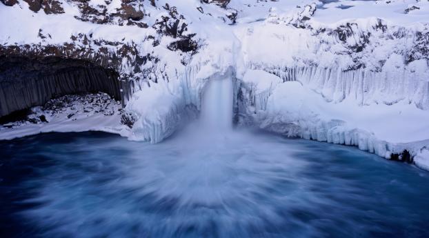 waterfall, iceberg, snow Wallpaper