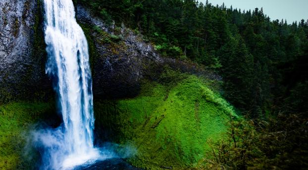 waterfall, moss, rock Wallpaper 1280x720 Resolution