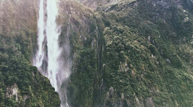 waterfall, mountains, cliff Wallpaper 1080x2160 Resolution