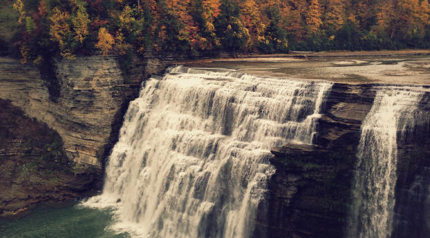 waterfall, precipice, water Wallpaper