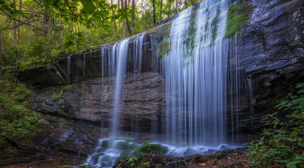 waterfall, rock, grass Wallpaper 1080x2244 Resolution