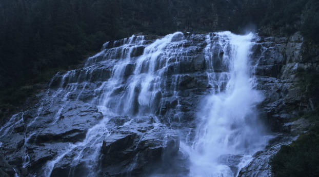waterfall, rocks, precipice Wallpaper
