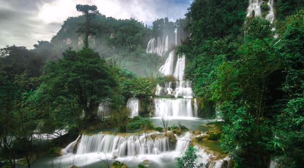 waterfall, tee lo su, thailand Wallpaper 320x568 Resolution