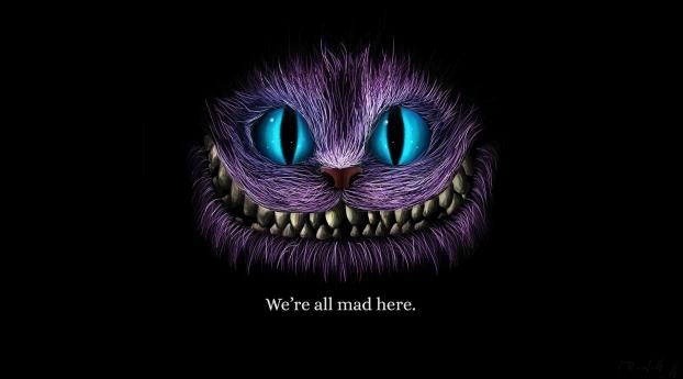 We Are All Mad Here Cheshire Cat Wallpaper 1440x2960 Resolution