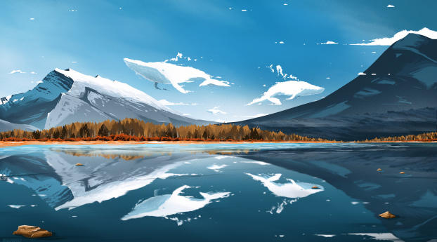 Whale Clouds Digital Art Wallpaper 1080x2310 Resolution
