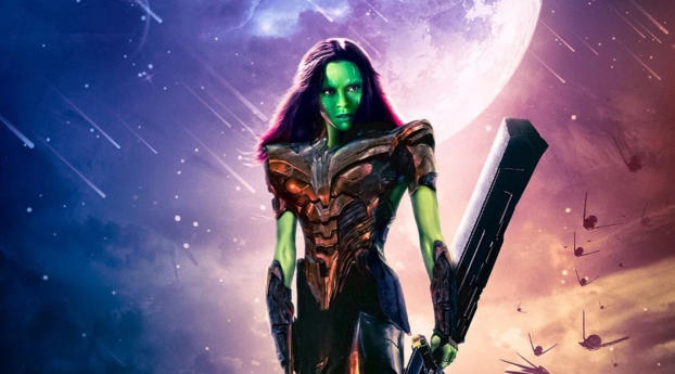 What If Gamora as Thanos Wallpaper 1440x2992 Resolution