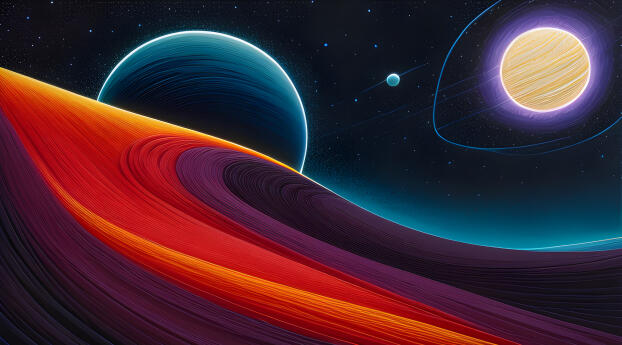 Where Planet Meet HD AI Alien Space Art Wallpaper 1440x2880 Resolution