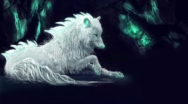 White Wolf Fantasy Life Wallpaper 240x400 Resolution