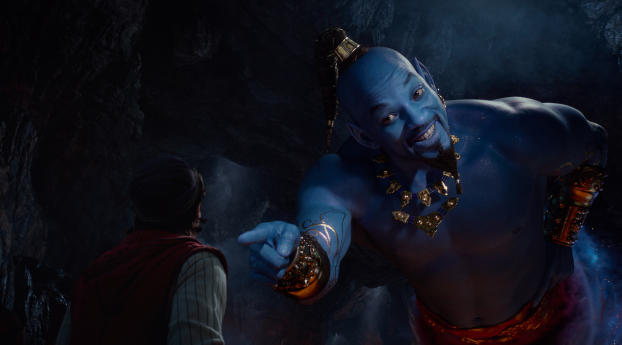 Will Smith as Genie In Aladdin Movie 2019 Wallpaper 480x854 Resolution