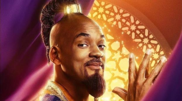 Will Smith As Genie in Aladdin Movie Wallpaper 1125x2436 Resolution