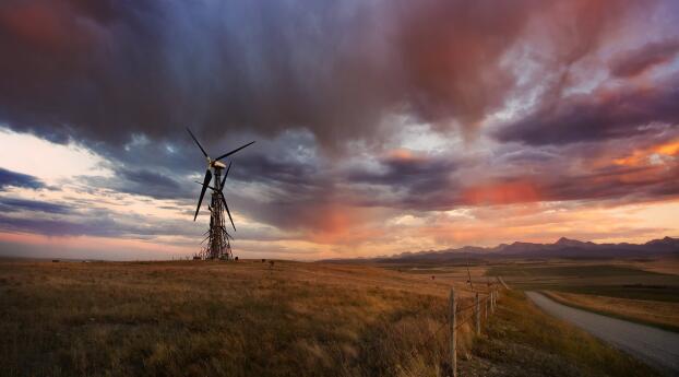 Wind Turbine HD Dramatic Photography Wallpaper 1080x1620 Resolution