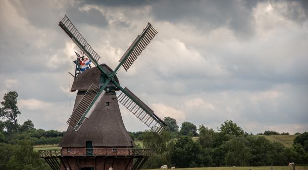 windmill, agriculture, sky Wallpaper 1080x2160 Resolution