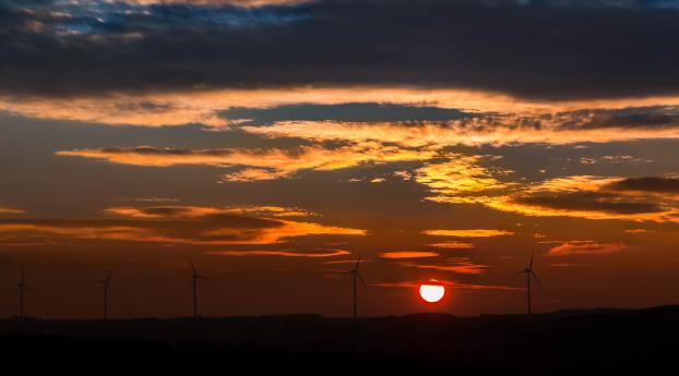 windmills, sunset, sky Wallpaper 1080x1920 Resolution