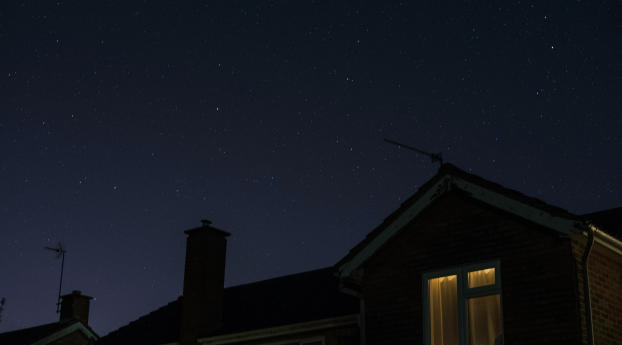 window, starry sky, night Wallpaper