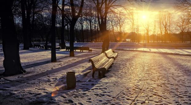 winter, park, sunset Wallpaper 1080x2240 Resolution