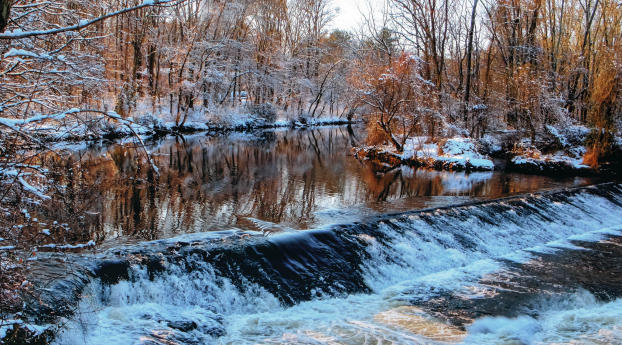 winter, river, threshold Wallpaper 1600x900 Resolution