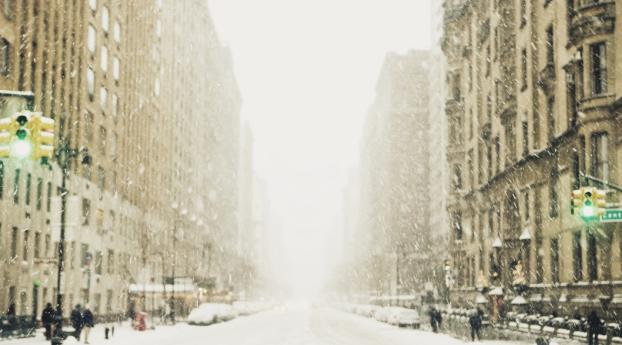 winter, snow, city Wallpaper 1440x2960 Resolution