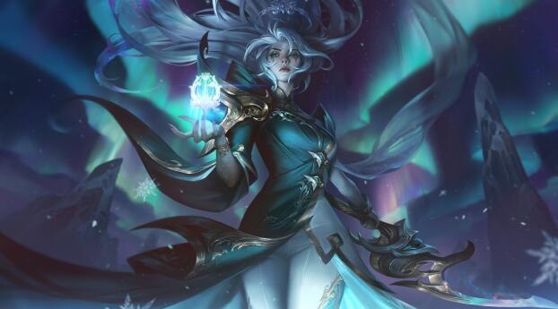 Winterblessed Diana League Of Legends Wallpaper 1440x3200 Resolution
