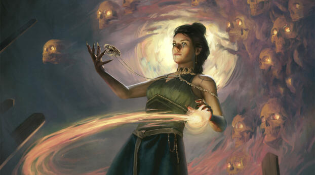 Witch Moonlight Ritual Digital Art Wallpaper 1920x1080 Resolution